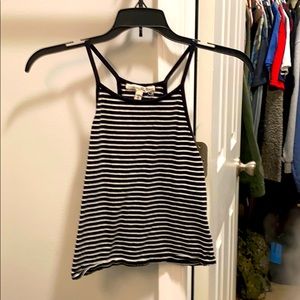 Black and white striped crop top
